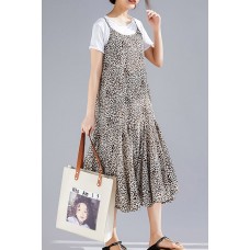 Mu Spaghetti Strap dresses Fashion Online Shopping brown floral Dresses Summer