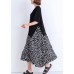 Women black Cotton tunic dress Casual pattern patchwork false two pieces oversized Summer Dresses