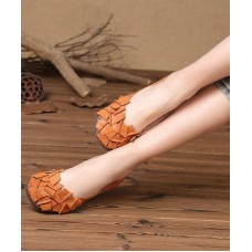 Brown Flat Feet Shoes Splicing Flats