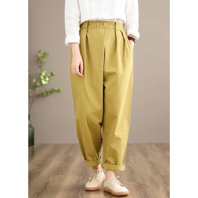 100% Yellow Jeans Fall Fashion Spring Button Down Sewing Pants