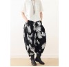 Women White Print Elastic Waist Cotton Pants