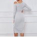 design sense Irregular off shoulder dress Sexy waist tuck wrap skirt women