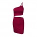 design sense, small number, one shoulder drawstring dress, female summer hollow bag hip sling dress