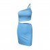 design sense, small number, one shoulder drawstring dress, female summer hollow bag hip sling dress