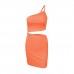 design sense, small number, one shoulder drawstring dress, female summer hollow bag hip sling dress