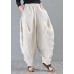 Plus Size Beige Pockets Cotton Linen Radish trousers Pants Summer