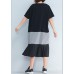 Style black cotton outfit Korea Inspiration patchwork o neck Dresses Summer Dress